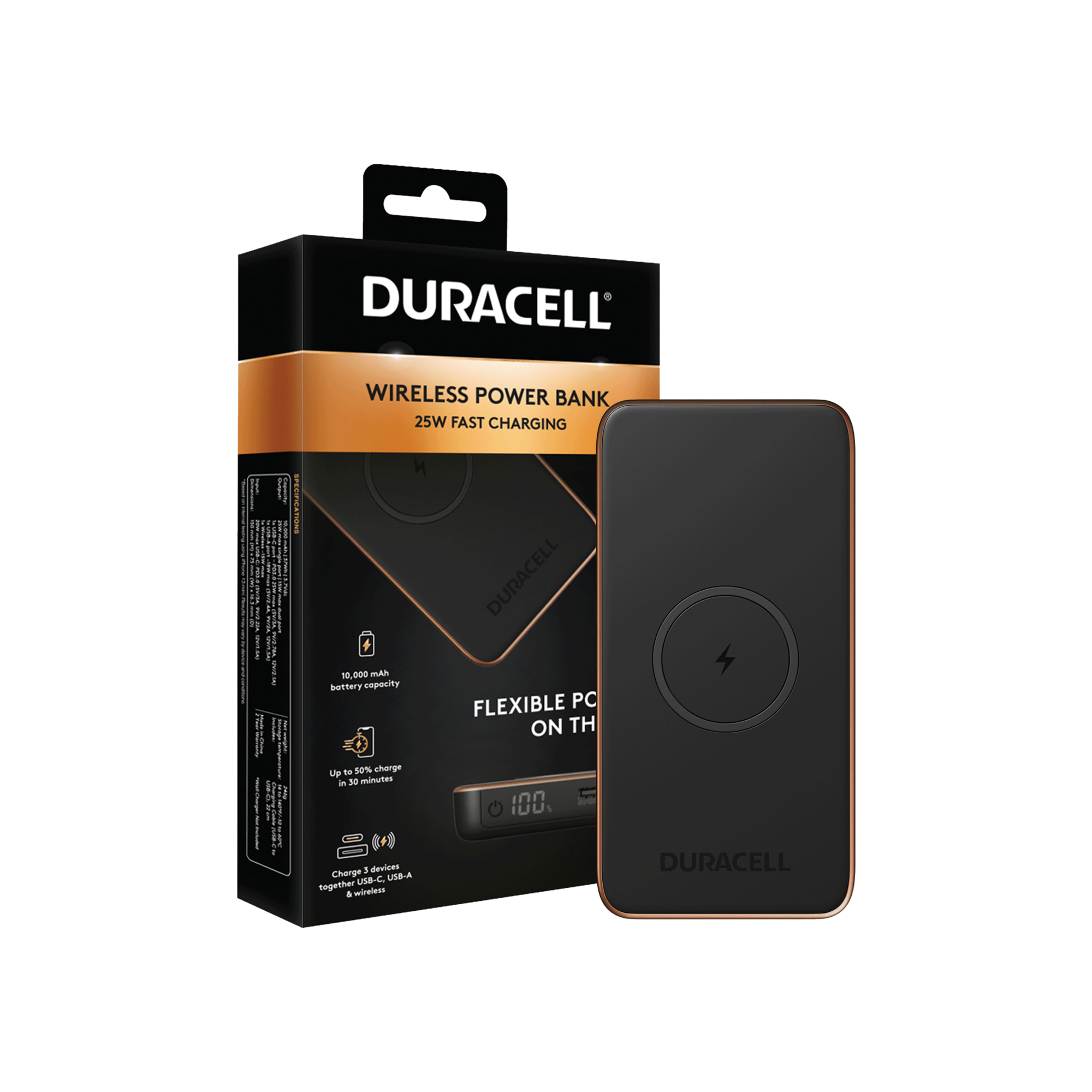 DURACELL 10000 PBANK 25W BLACK Powerbank